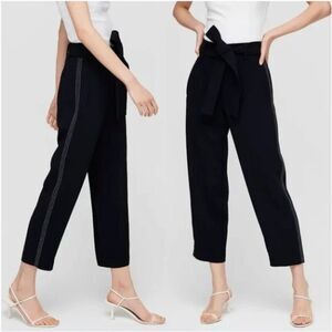 Aritzia Wilfred Jallade Pants White Stitching EUC Sz 6 Black Crepe‎ Tie Waist